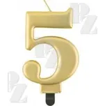 Dortová svíčka č.5 metalická zlatá 8cm, Paper Desing