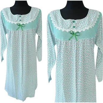 Dámská noční košile Košile noční s dlouhým rukávem SENTINA, bavlněná, zateplená, velikost XL