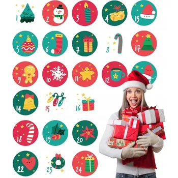 Vánoční dekorace SAMOLEPKY NA ADVENTNÍ KALENDÁŘ, VÁNOČNÍ, PRO ADVENTNÍ KALENDÁŘ, 24 ks