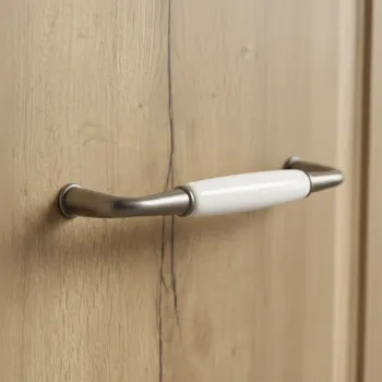 Nábytkové kování Interex design ÚChytka BLANCA / Starostříbro - Bílý porcelán 128 mm