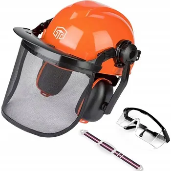 Pracovní přilba Ochranná přilba s chrániči sluchu pro lesní práce 51-63cm oranžová