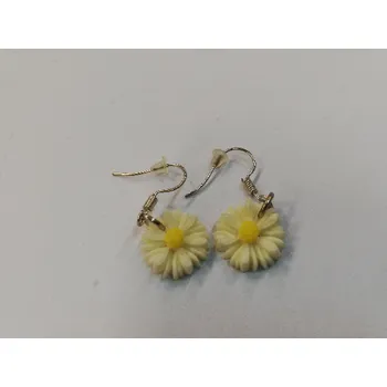 Náušnice Fimo náušnice - kopretinky - bílá, žlutá