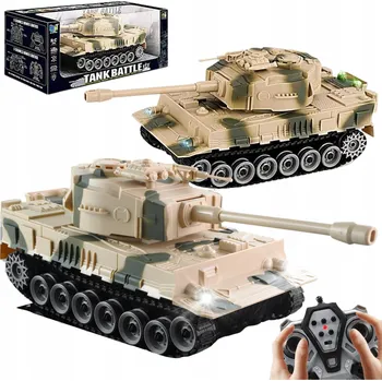 RC model auta DÁLKOVĚ OVLÁDANÝ TANK S OTOČNOU HLAVNÍ, SVĚTELNÉ EFEKTY + KABEL