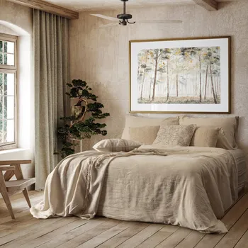 Povlečení Set povlečení 220x200 cm lněné a bavlněné béžové