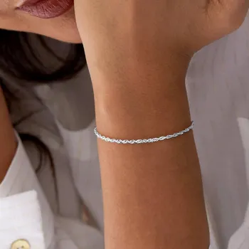 Náramek DÁMSKÝ STŘÍBRNÝ NÁRAMEK NA RUKU SINGAPUR, RYZOST 925, NASTAVITELNÝ PRO NI