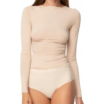 Dámské tričko Tričko Julimex Simple s dlouhým rukávem XL (42) béžové