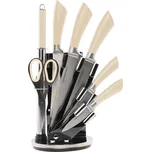 TEMPO-KONDELA JASER, sada nožů, set 8 ks, ve stojanu, vanilka