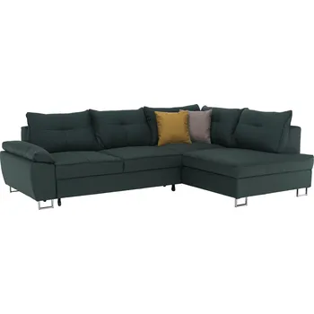 Sedací souprava Rohová rozkládací souprava, smaragdová Tatum látka, pravá, FELDA