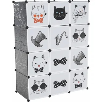 Dětská skříň Dětská modulární skříň, šedá/dětský vzor, AVERON