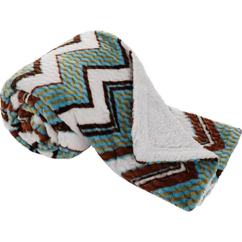 Bytový textil Oboustranná beránková deka, bílá, barevný vzor, 200x220, ANATH