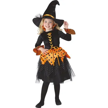 Karnevalový kostým Kostým dětský Čarodějka oranžovo-černá vel. 4-6 let