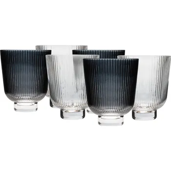 Sklenice Svícny v retro stylu, set 6 ks, 680 ml, čiré / kouřové sklo, EFRO