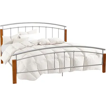 Postel Manželská postel, dřevo olše/stříbrný kov, 160x200, MIRELA