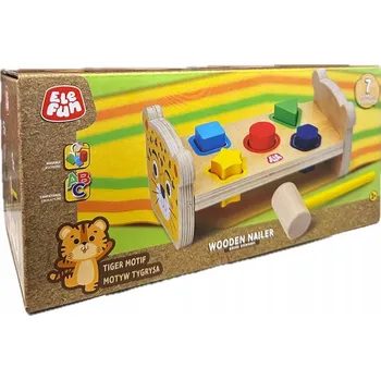 ostatní stavebnice Elefun Dřevěná zatloukačka s motivem tygra, 7 dílů