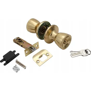 Dveřní kování Otočná klika ke dveřím se zámkem, leštěná mosaz