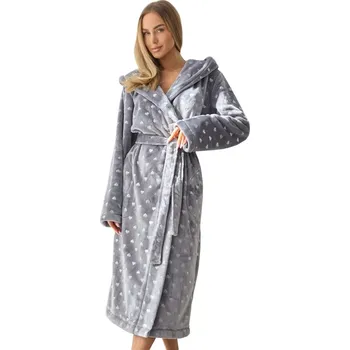 Dámské noční prádlo Dámský župan Amira Long grey L&L - Pohodlí a elegance Barva/Velikost: šedá / S/M