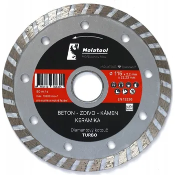 Řezný kotouč Diamantový řezný kotouč Molatool 115x2,2x22,2 Turbo Profi