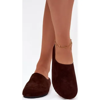 Dámské pantofle Dámské pantofle z eko semiše, čokoládové Boto bílá | hnědá 3486314