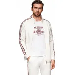 Pánská mikina na zip s lampasy, vysoký stojáček, krémová V2 OM-SSZP-0224 L