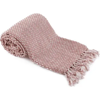 deka TEMPO-KONDELA TAVAU, pletená deka s třásněmi, starorůžová / vzor, 150x200 cm