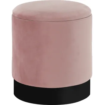 Taburet Taburet, růžová Velvet látka/černá, ANIZA