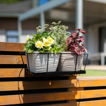Květináč Držák na květináč na zábradlí, černá, TUOM TYP 2