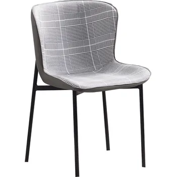 Jídelní židle Jídelní židle, šedobílé káro / tmavě šedá látka / ekokůže, Adiana