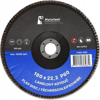 Brusný kotouč 5x Lamelový brusný kotouč Molatool VSM Zirkon 180 mm P60