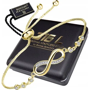 Náramek ZLATÝ DÁMSKÝ NÁRAMEK SE ZIRKONY, NASTAVITELNÝ, NEKONEČNO – IDEÁLNÍ JAKO DÁREK