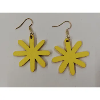 Náušnice Dřevěné náušnice - hvězda - žluté