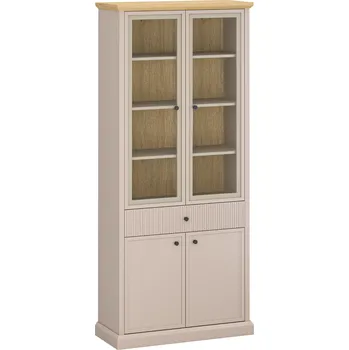 Kuchyňská linka Vitrína, šedohnědá Taupe/dub kamenný, IDOL 2D2W1S