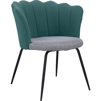 Křeslo Designové křeslo, Art-deco, ekokůže/látka, zelená/vzor, NELIN