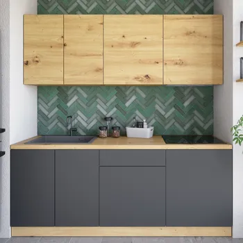 Kuchyňská linka Kuchyňská linka, 2 m, dub artisan/šedá, VINETU