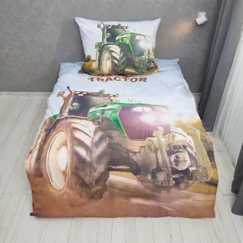 Povlečení 3D Bavlněné povlečení- TRAKTOR hnědé 140 x 200, 70 x 90 cm