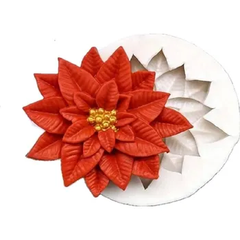 Silikonová forma - ozdoba Poinsettia 1 ks prům. 55 x 12 mm