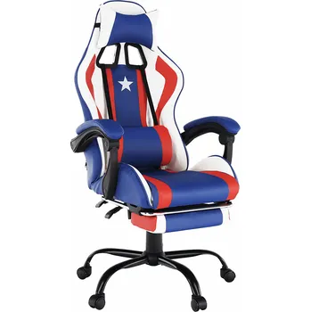Kancelářské/herní křeslo, modrá/červená/bílá, CAPTAIN NEW