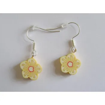 Náušnice Fimo náušnice - kytky - žlutá