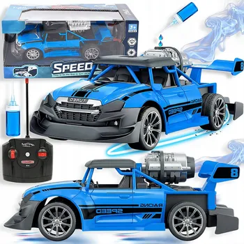 RC model auta RC AUTO S EFEKTEM KOUŘE A LED SVĚTLY NA DÁLKOVÉ OVLÁDÁNÍ ZÁVODNÍ AUTO MODRÉ
