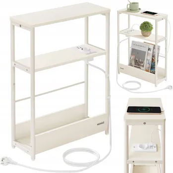 Noční stolek Noční stolek Songmics s prodlužovacím kabelem, bílý