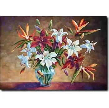 Obraz Sada pro malování akrylem DIY na plátno, 21 x 13,5 cm, květiny