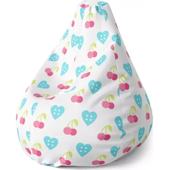Sedací pytel Sablio Sedací vak Pear Třešně a srdce: 140 x 100 x 25 cm