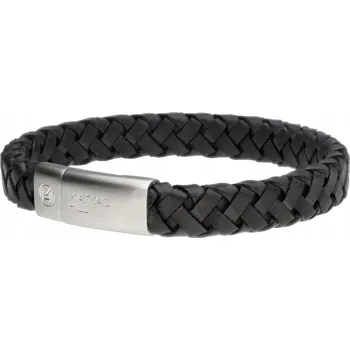 Náramek MATYAS HILL Pánský kožený náramek IMPRESSIONS BLACK 19,0 cm