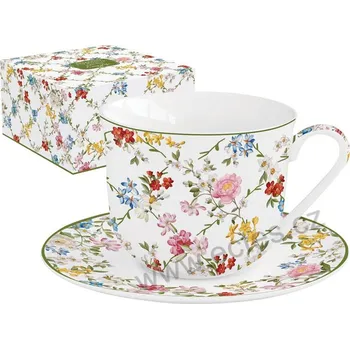 Easy Life GARDEN DREAMS velký šálek a podšálek barevné květy 370ml