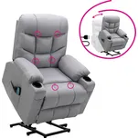 Masážní polohovací křeslo, světle šedá, HUDSON