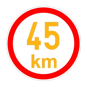 samolepka Maximální rychlost 45km - nejvyšší konstrukční rychlost (21 - světle oranžová) SAMOLEPKA NA AUTO, NÁLEPKA, FÓLIE, POLEP, TUNING, VLASTNÍ TEXT, TISK, AUTOSAMOLEPKY.cz, POLEPY, OBRÁZEK, LOGO, 3D STICKERS