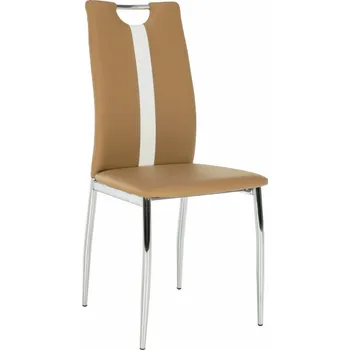 Jídelní židle Židle, béžová / bílá ekokůže + chrom nohy, SIGNA