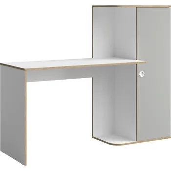 Kuchyňská linka PC stolek se skříňkou 1D, bílá/šedá, PINIO