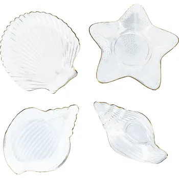 Servírovací stolek Servírovací misky, set 4 ks, sklo, PURE SHELLS