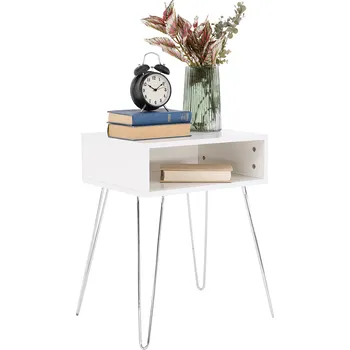 Ložnice Příruční/noční stolek, bílá/chrom, LAMEJ