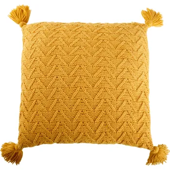 Bytový textil TEMPO-KONDELA USALE, pletený polštář, hořčicová, 45x45